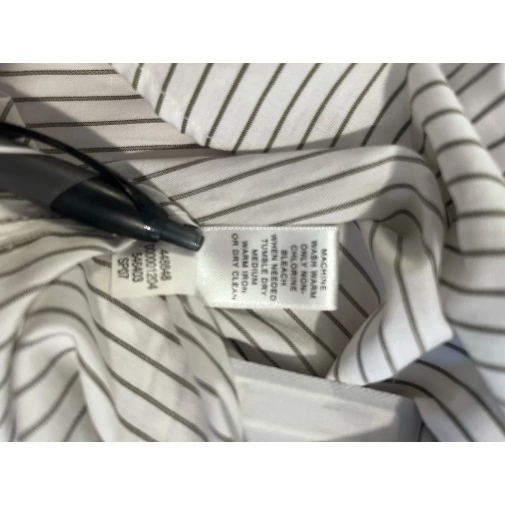 Banana Republic XL 17-17.5 Fitted‎ Dress Shirt White Stripe Italy Cotton NWT